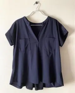 【美品】THE SHOP TK ネイビー 半袖ブラウス