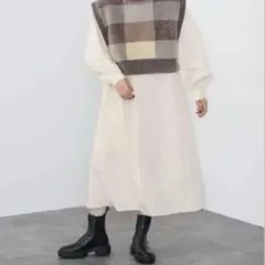 BEAMS チェック柄 ニットベスト　ワンピース