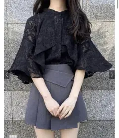 花柄シアーケープ風ブラウスgf53未使用品