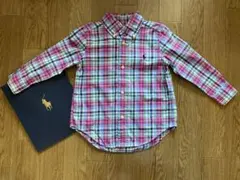 2T ポニー刺繍 ラルフローレン ボタンダウンシャツ チェック ピンク カラフル