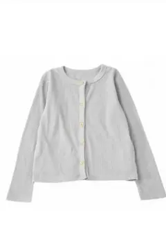グレーのリブ編みカーディガン 140
