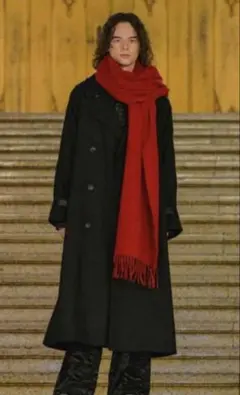 キャスパージョン　ウールメルトンオーバーコート　ブラック