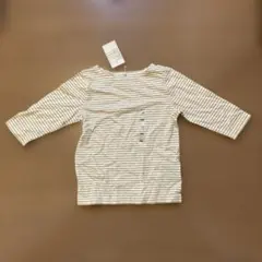 無印良品 毎日のこども服　ほそいしましま七分袖Tシャツ 120のサムネイル