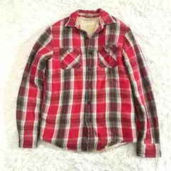 ラルフローレン　 DENIM&SUPPLY 　XS 赤チェック 裏ボア 防寒