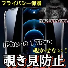 2枚セット！【iPhone17と17Pro】覗き見防止ゴリラガラスフィルム