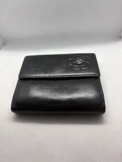 CHANEL ブラック レザー 二つ折り財布