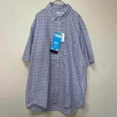 新品　抗菌防臭　吸水速乾　半袖　チェックシャツ　ブルー系　カジュアル　LLのサムネイル