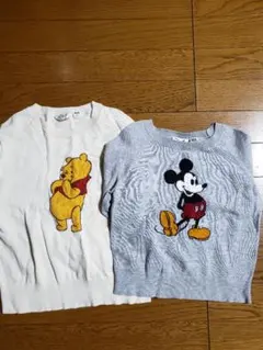 キッズ ディズニーセーター ユニクロ2点セット 男女兼用 ミッキー プーさん