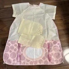 子供用お食事エプロン クリーム色とピンク