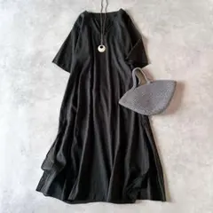 ウィムガゼット✨リネン混 カシュクールワンピース リネン 半袖 マキシ