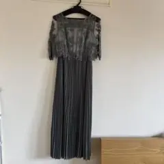 刺繍レース フレアスリーブ ロングドレス
