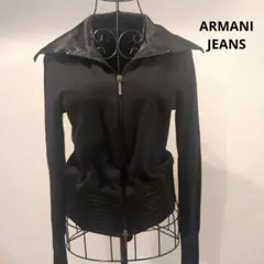 【美品】Armani Jeans 異素材組み合わせブラックブルゾン　size38のサムネイル