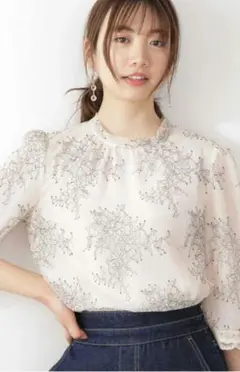 美品 美人百花掲載 クラシカルレースバックリボン ブラウス プロポーション