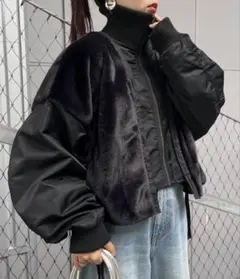 esinta ciaopanic typy ファー切替ショートスタンドジャケット