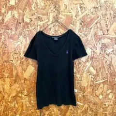 RALPH LAUREN SPORT 半袖Tシャツ ロゴ刺繍 Vネック ブラック