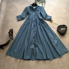 美品✨ユニクロ+J ジルサンダー ピンタックボリュームシャツワンピース マキシ丈