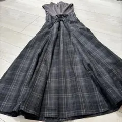 【WEB限定ITEM】チェックノースリーブコルセットワンピース