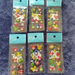 【2463】ディズニー　フルーツぷっくり　ミニシール　６点セット