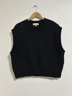 B:MING by BEAMS黒　編み込み　オープンバック　ベスト　Mサイズ