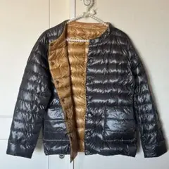 メルヴェイユヴァント　ダウンジャケット　リバーシブル　ブラック×茶金　L