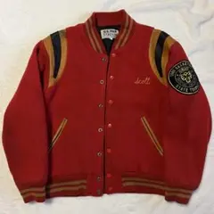 VINTAGE アメカジ ウール×レザー 切替スタジャン ワッペン