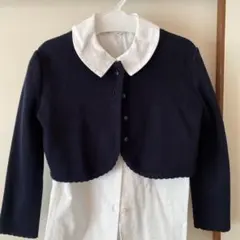 Mam et Moi マムエモア　紺ボレロ、白半袖シャツ　120