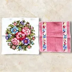 【美品/新品】フェイラー FEILER ハンカチ 2枚セット 花柄 シュニール織