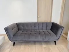 美品】大塚家具 ソファ ブラック 木脚 本革 ラブソファ ベローナ