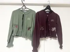 わ*び様 ♡axesfemmekawaii♡ ぶどうカーディガン ワイン グリー