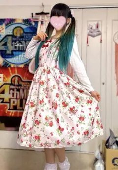 アクシーズ ジャンスカ 花柄ピンクノースリーブワンピース