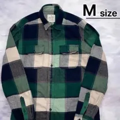 American Eagle　フランネルシャツ　M　グリーン　ブロックチェック