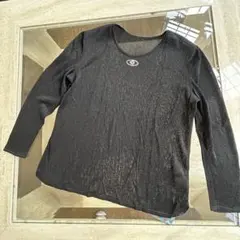 新品タグ付　伊太利屋　ブラックラメ長袖Tシャツ刺繍ロゴ　イタリヤ　11号のサムネイル