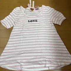 MOLOKO BAR 半袖Tシャツ ピンク ボーダー リボンのサムネイル