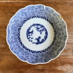 古伊万里　微塵唐草　松竹梅絵柄　6寸皿　江戸後期