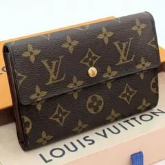 ルイヴィトン 美品 モノグラム エテュイ パピエ 三つ折り財布 パス