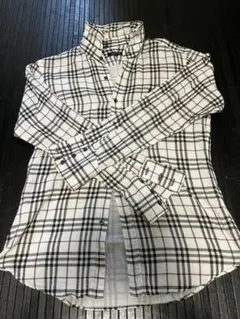 美品 バーバリーブラックレーベル 長袖シャツ モノグラム ホワイト L