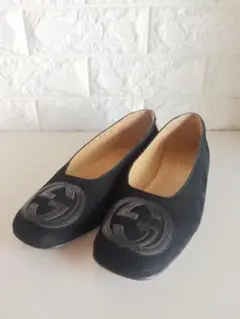 Gucci ブラック スエード フラットシューズ【中古品】【レア】