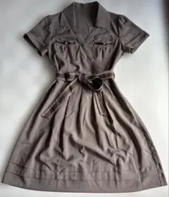 Rew de Rew カーキ　ブラウン　ワンピース　裏地つき