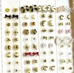 お試し価格⭕️即発送ゴールド４０粒✨耳つぼジュエリー 透明タイプ｜耳元アクセ