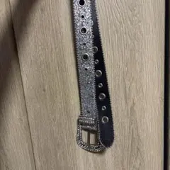 スパンコール付き黒銀ベルト