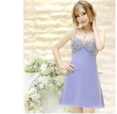 ANGELR 青 ビーズ装飾 ナイトドレス S