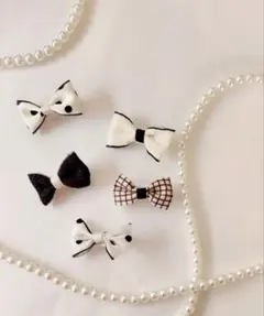 ベビーヘアクリップ 5点セット モノトーン リボン ヘアピン 赤ちゃん キッズ