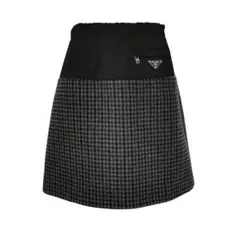 タグ付き未使用 PRADA ツイード スカート 38S PRADA プラダ ツイード ミニ スカート 38 ブラック/ホワイト