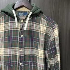 ポロ バイ ラルフローレン パーカー付シャツ M グリーン