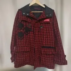 h.NAOTO チェック柄 ピーコート スカル刺繍