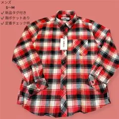 チェックシャツ レッド　フランネル風 長袖 オーバーサイズ