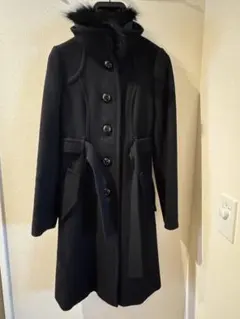 BURBERRY BLUE LABEL ファー付きロングコート 黒 38のサムネイル