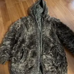 ファー素材 フード付きジャケット ダークグレー