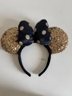 東京ディズニーリゾート ミニー ゴールド スパンコール 水玉 カチューシャ