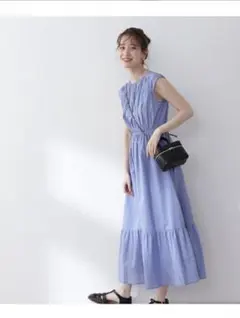 N. コットンローンティアードウエストリボンワンピース